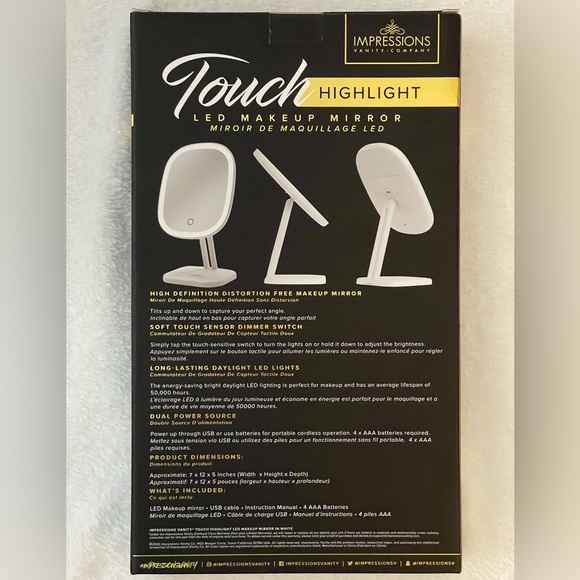 IMPRESSIONS VANITY Company Touch Highlight LED Makeup Mirror New In Box - Picture 2 of 5